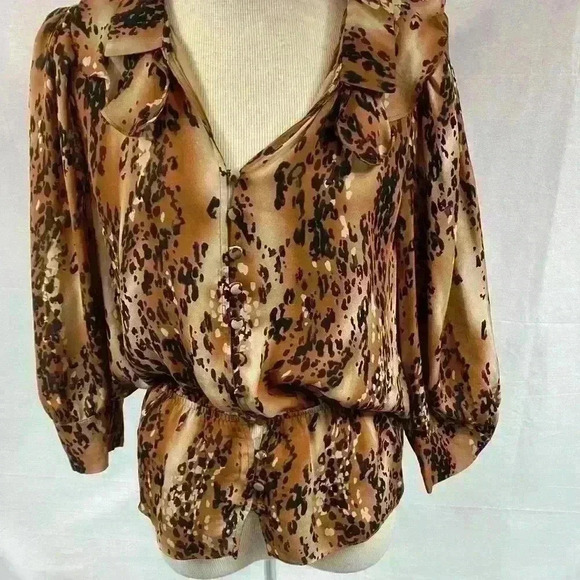 Parker Womens Top Blouse Black brown Size Small winged sleeves - Picture 6 of 6